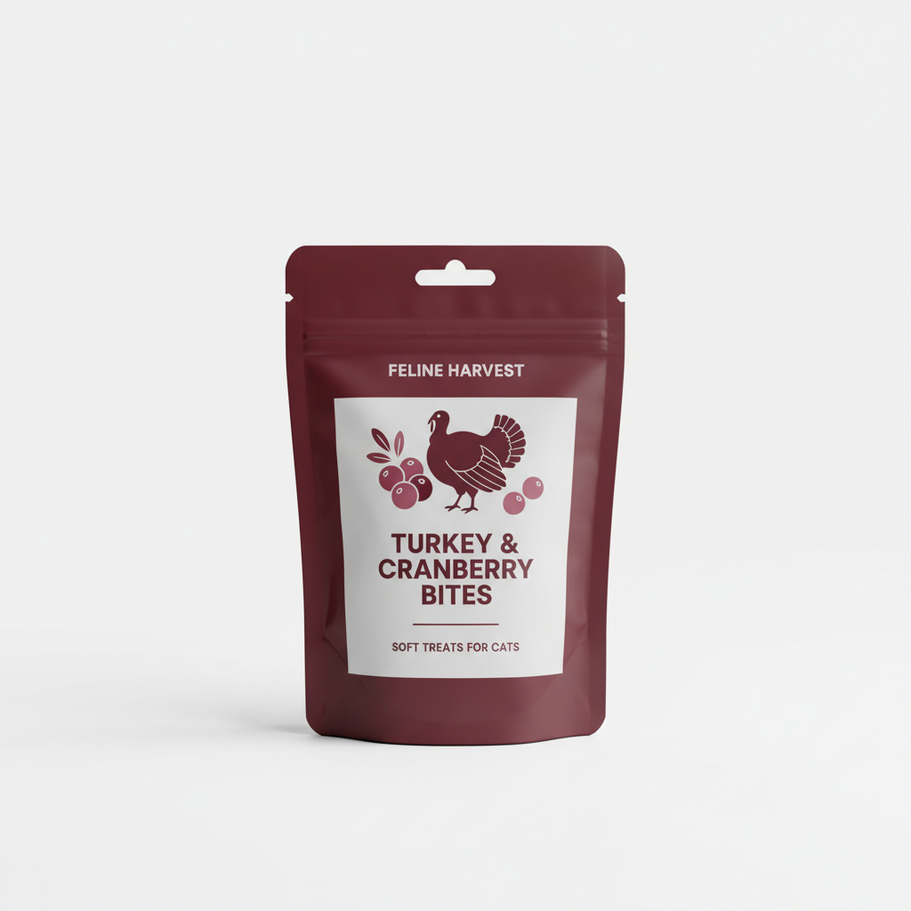 Turkey & Cranberry Bites soft cat treats pouch